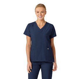 WonderWink womens Women's Stylized V-neck Top Medical Scrubs Shirt, Navy, 4X-Large US