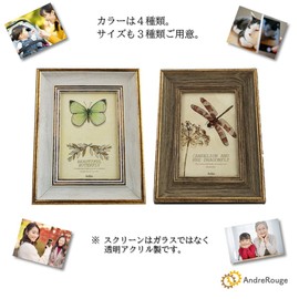 Andrerouge Photo Frame, Picture Frame, Photo Holder, Photo Stand, Postcard, 0.6 gal (2 L), Stylish, Antique, Natural (2L, Beige)
