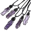 TUMBEELLUWA Hexagonal Amethyst Crystal Points Pendant Necklace for Unisex Wrapped
