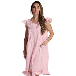 Dreamcrest 100% Cotton Sleeveless Night Gown for Women Cute Floral Summer Sleep Dress, Pink Throttle, Medium