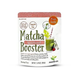MAEDA-EN Té Verde En Polvo Matcha Booster, Endulzado, 80 G, Origen Japonés, Bolsa Resellable Para Batidos Con Leche Y Repostería (27142, 1 Unidad)    