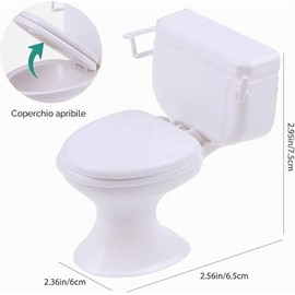 Decorazione in plastica bianca, scala 1:12, per casa, WC, casa, bagno, mini WC, decorazione per torte, accessori per la decorazione della casa, decorazione per casa delle bambole