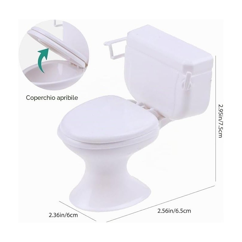 Decorazione in plastica bianca, scala 1:12, per casa, WC, casa,