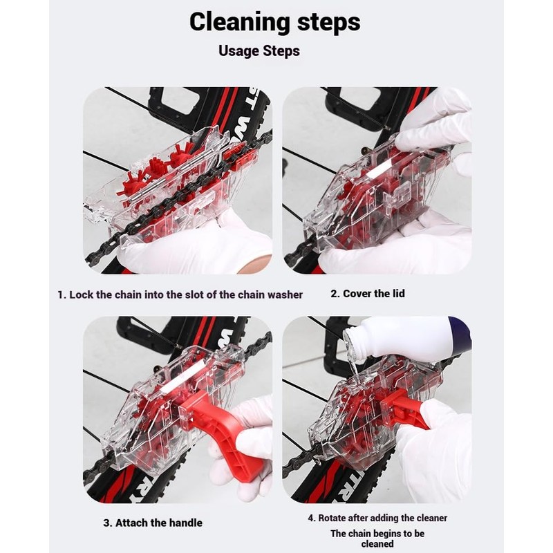 Transparent Visible Bike Chain Cleaner - Soaking Design Chain Cleaning