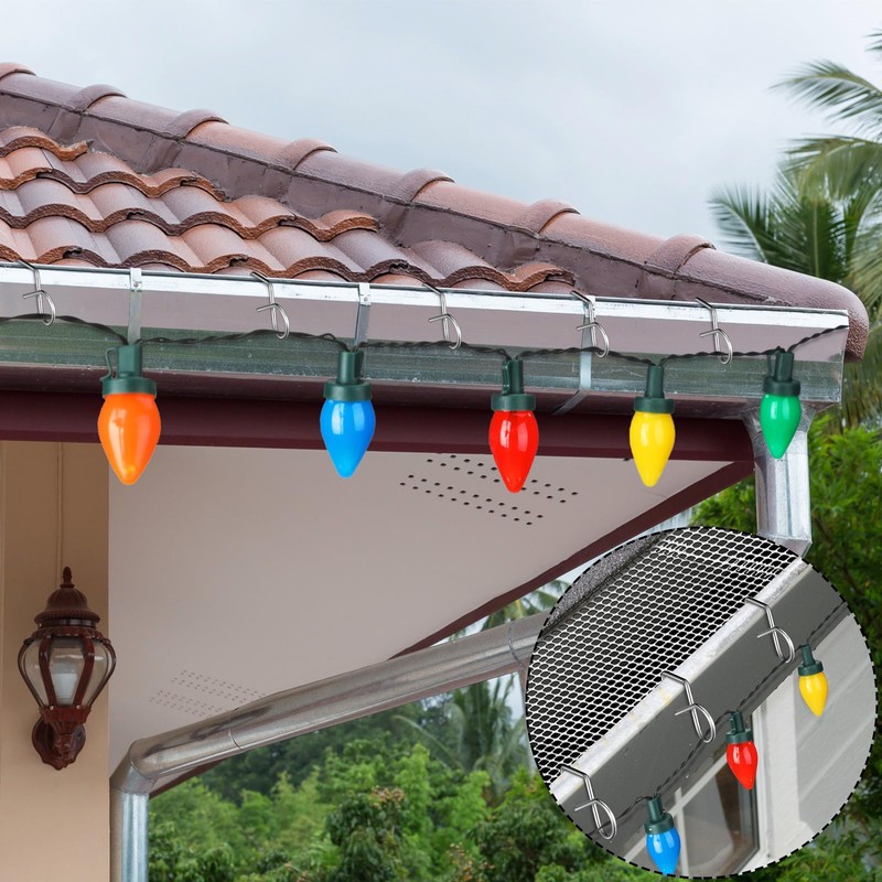 Yaocom 50 Pcs Gutter Clips for Hanging Outdoor Lights Heavy-Duty