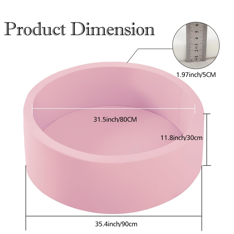 SHJADE Ball Pit for Toddlers, 35.4"x 11.8" Foam Ball Pits,
