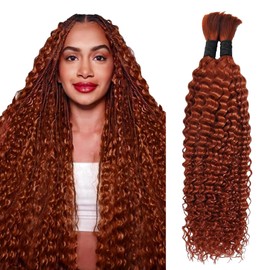 350 Human Hair for Boho Braids 16 Inch Boho Hair for Braiding 2 Bundles 110g 12A Ginger Curly Boho Braids for Human Hair Bulk (Ginger350, 16inch)