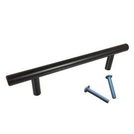 (1 Piece, L: 6 Inch CC: 4 Inch) Swiss Kelly Hardware Matte Black Kitchen Cabinet Handles Drawer Pulls