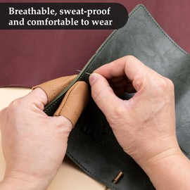 JYvivid 2 Pairs Needle Felting Knitting Finger Protector, Embroidery Crochet Finger Guards, Leather Thimbles for Hand Sewing, Thimble Protectors for Craft, Needlework Handmaking