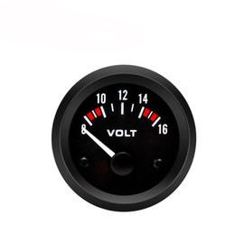 Voltmeter Gauge Black ABS & Metal Diameter 52mm 8-16V Measuring Range Universal Pointer Voltmeter Auto Replacement Fit Most Cars Motorcycles