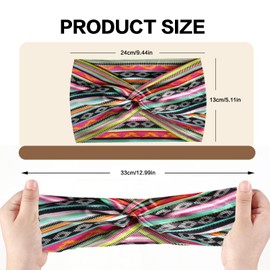 wishstream Wide Headbands for Women, 7'' Extra Large Turban Headband Boho Hairband Hair Twisted Knot Accessories, 6 Pack (6 COLOR, STYLE 1)