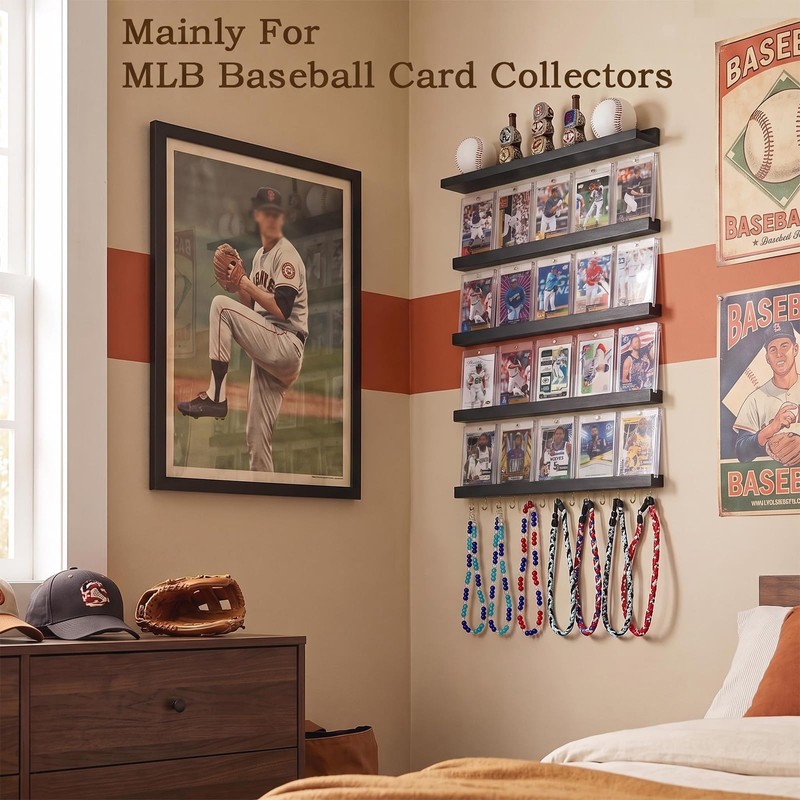 Pinzoveco Baseball Card Display Shelf Wall Mount 5 Tier