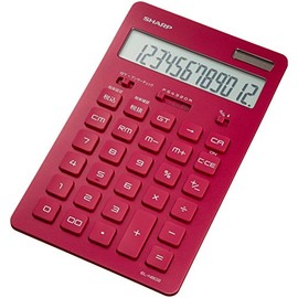 Sharp EL-N802 Design Calculator, Nice Size, 12-Digit, red