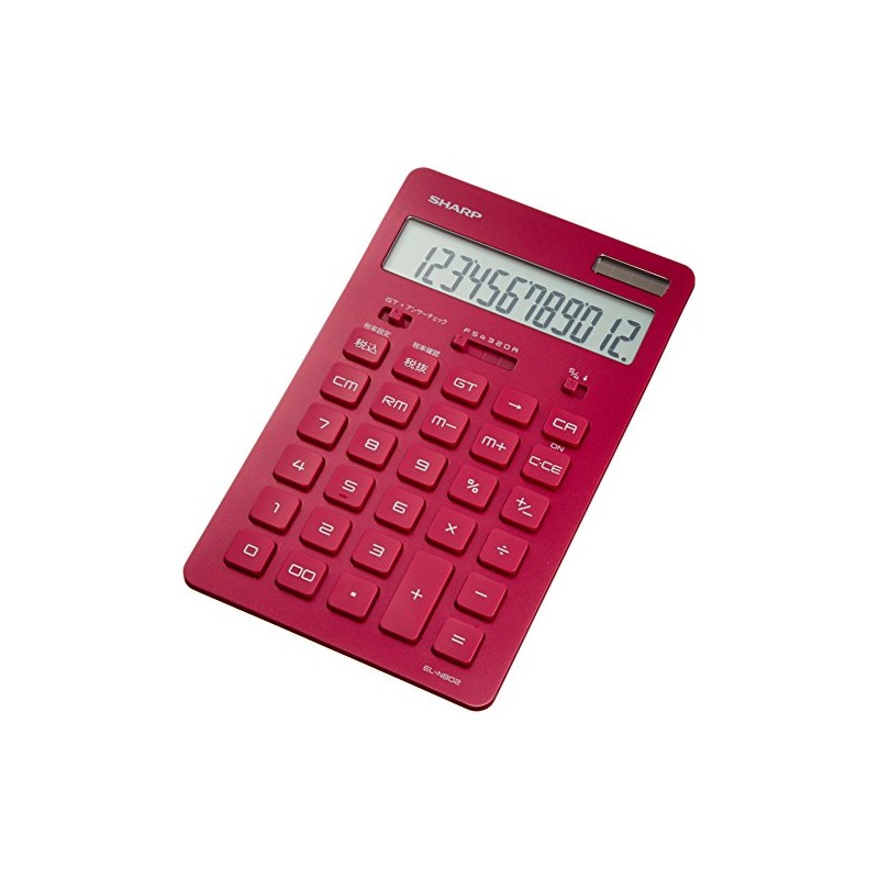 Sharp EL-N802 Design Calculator, Nice Size, 12-Digit, red