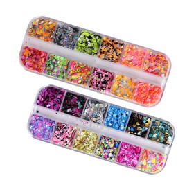BIUDECO Stick Nails for Women 3 Boxes Nail Sequins Glitter Paillettes Decorations