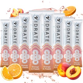 Electrolytes Powder - Hydration Sachets Packed with Vitamins - Zero Sugar Rehydration Sachet, No Artificial Sweeteners & Preservatives by ViDrate - Orange & Peach Small Pack, 8 Electrolytes Sachets