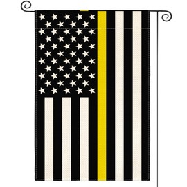 AVOIN colorlife Thin Yellow Line Dispatchers Garden Flag 12x18 Inch Double Sided Outside, American Stars and Stripes Patriotic Yard Outdoor Decoration