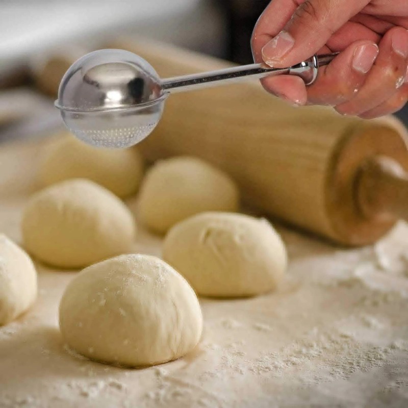 HULISEN Flour Duster for Baking, One-Handed Operation, 304 1, Silver
