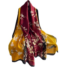 MAIRY Shawl Silk Scarf Floral Printed Women's Scarves & Wraps Softy Elegant Satin Long Lightweight Neckerchief, 180067