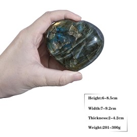 SUNYIK Natural Labradorite Heart Stone, Polished Palm Worry Stone for Anxiety Stress Relief Reiki Healing Meditation & Home Office Decoration, 200-300g