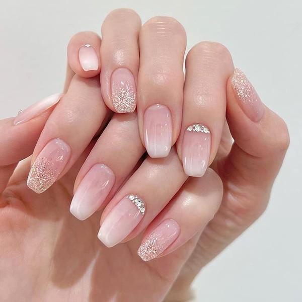 Virellay 24 Stück Gradient Ballerina mit Acryl Diamond Press on