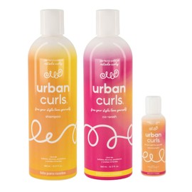 URBAN CURLS CURLS Kit Tratamiento Para Lavar el Cabello Rizado u Ondulado Shampoo (360 Ml), Co-wash (360 Ml) y Mini Acondicionador (50 Ml)