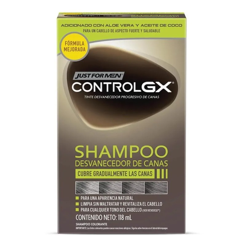 Shampoo Just for Men Control Gx, Desvanecedor Progresivo De Canas,