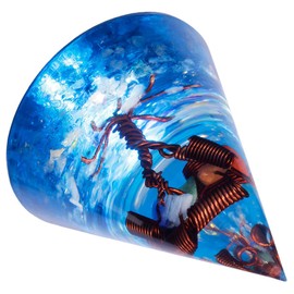 mookaitedecor Tree of Life Rock Crystal Healing Crystal Quartz Conical Pyramid with Light Blue Colour, Colourful Pyramid for EMF Protection Meditation / Yoga / Healing Chakra / Home Decor 58 mm