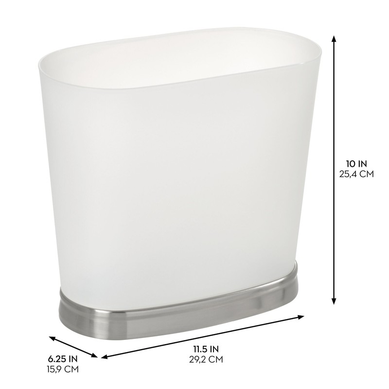 iDesign Small Bathroom Trash Can-Set of 2-Frost/Brushed Nickel Gina Oval
