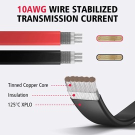 PAEKQ 10AWG Super Flat Solar Cable Connector, 50A Photovoltaic Extension Cable Flat Feed Through Balcony Door and Window Solar Power Wire for Solar Panel RV Boats Household Energy System 1.3FT
