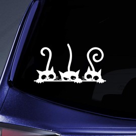 Bargain Max Decals Naughty Cats Silhouette Sticker Decal Notebook Car Laptop 5.5" (White)