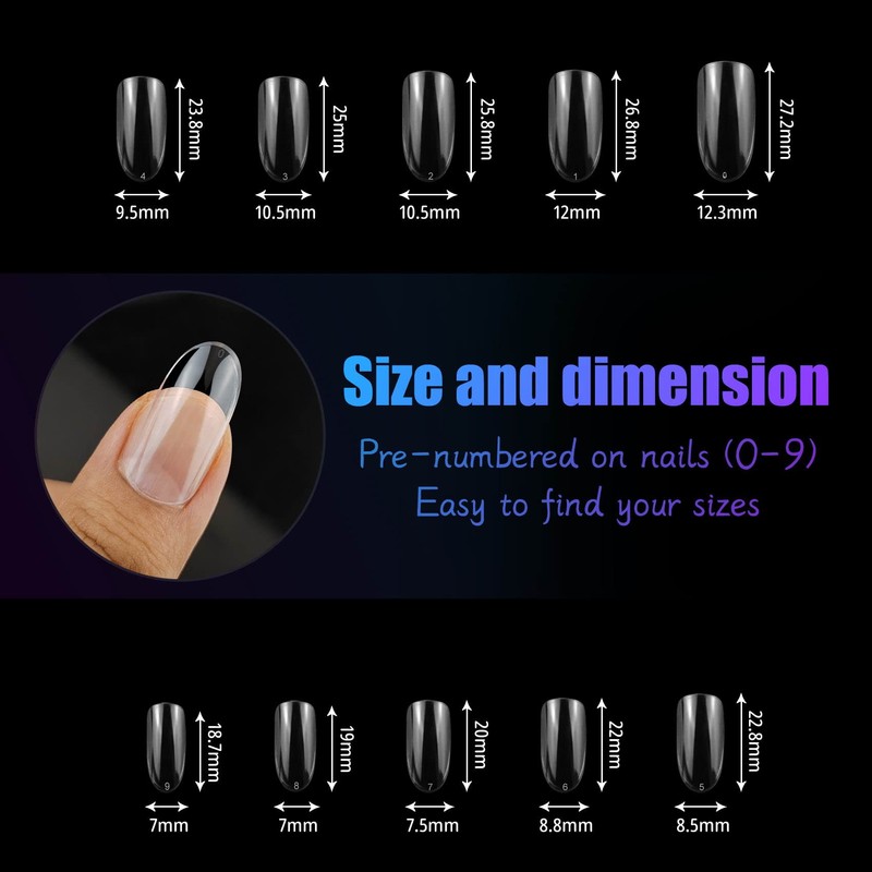 100 Pcs Clear False Nail Tips with Storage Case-Full Cover