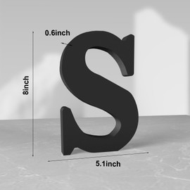 Aruatu 8 Inch Black Wood Letters Unfinished Wood Letter for Wall Decor Decorative Standing Letter Large Letters for Wall Decoration for Craft Home Party Projects (S)