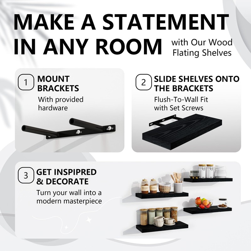 Venusmiles Bathroom Floating Shelves for Wall, 15" Wall Mounted Shelves