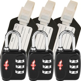 dwoyow 3 Sets TSA Approved Luggage Lock Combo - Secure Travel Essential w/Free Luggage Tag! Combination Lock for Suitcases, Backpacks, Gym Lockers & School