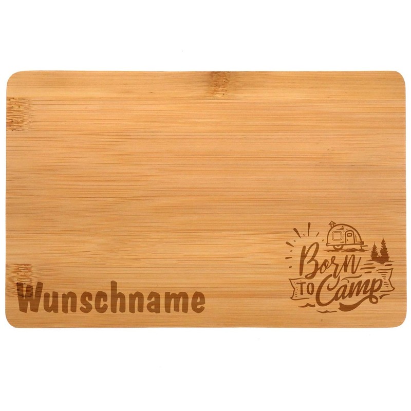 Samunshi® Wooden Board with Engraving Born to Camp Camping Bamboo