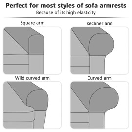Niuoppy 2Pcs Armchair Covers Protectors Slipcover, Sofa Arm Covers Anti-Slip, Thickened Arm Rest Covers for Sofa Chair Protector Couches Recliner(Dark Grey)
