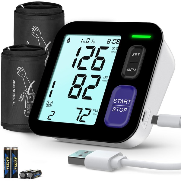 Blood Pressure Machine Upper Arm, 2 Size Cuffs Fit Arms