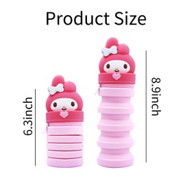 Winawing Pencil Pouch, Silicone Retractable Pencil Holder, Cartoon Stationery Storage Organizer, Cute Pencil Case for School Supplies Office, Gifts for Her (D)