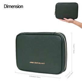 Angelina's Palace Large Jewelry Organizer Case Bridesmaid Gifts Vegan Leather Waterproof Travel Jewelry Storage Bag for Necklace Earring Bracelet Ring(deep evergreen)