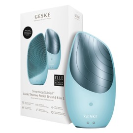 GESKE SmartAppGuided™ Sonic Thermo Facial Brush, 6 in 1, Skin Cleansing, Cleaning Brush with Heat Function, Face Massager, Electric Face Brush, Facial Cleansing Device