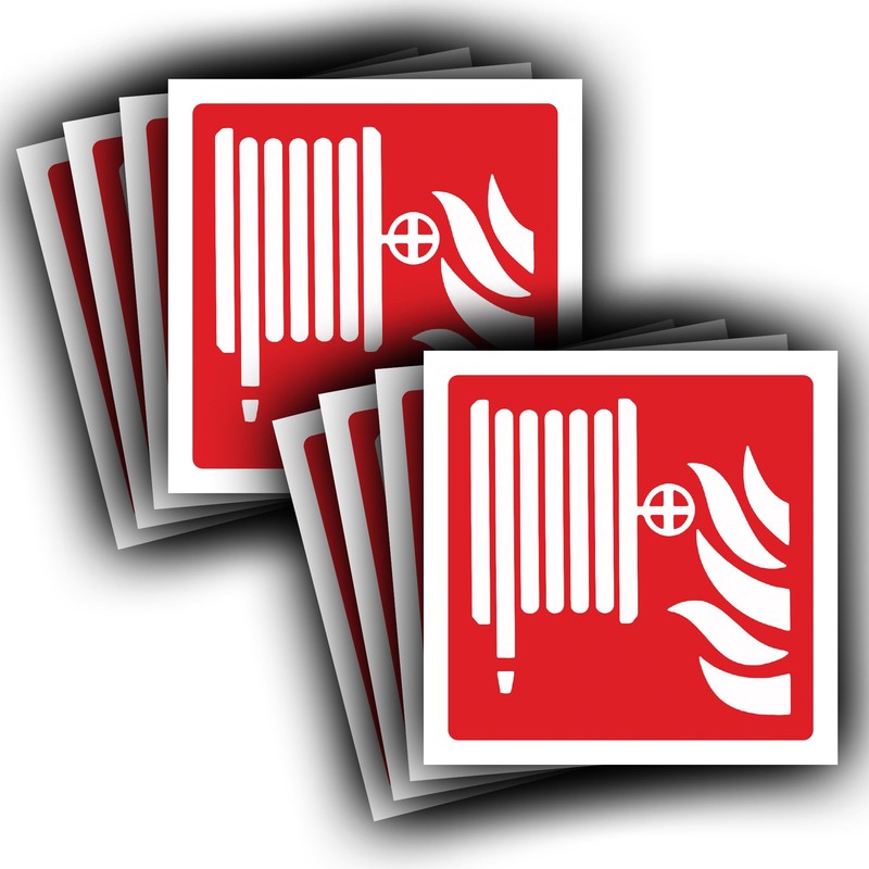 12-Pack - Fire Hose Reel Point Sticker Signs - Waterproof,