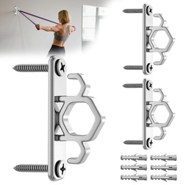 WOCHOLL Resistance Band Wall Anchors Heavy Duty Wall Mount Workout Anchors for Exercise Bands, Space-Saving Home Gym Workouts, Strength Training, Durable Steel Construction (3, Silver)