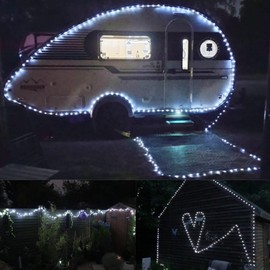 QITONG 4 Pack White Solar Fairy Lights, Each 33ft 100 LED String Light Outdoor Waterproof, 8 Modes Silver Wire Solar Twinkle Lights