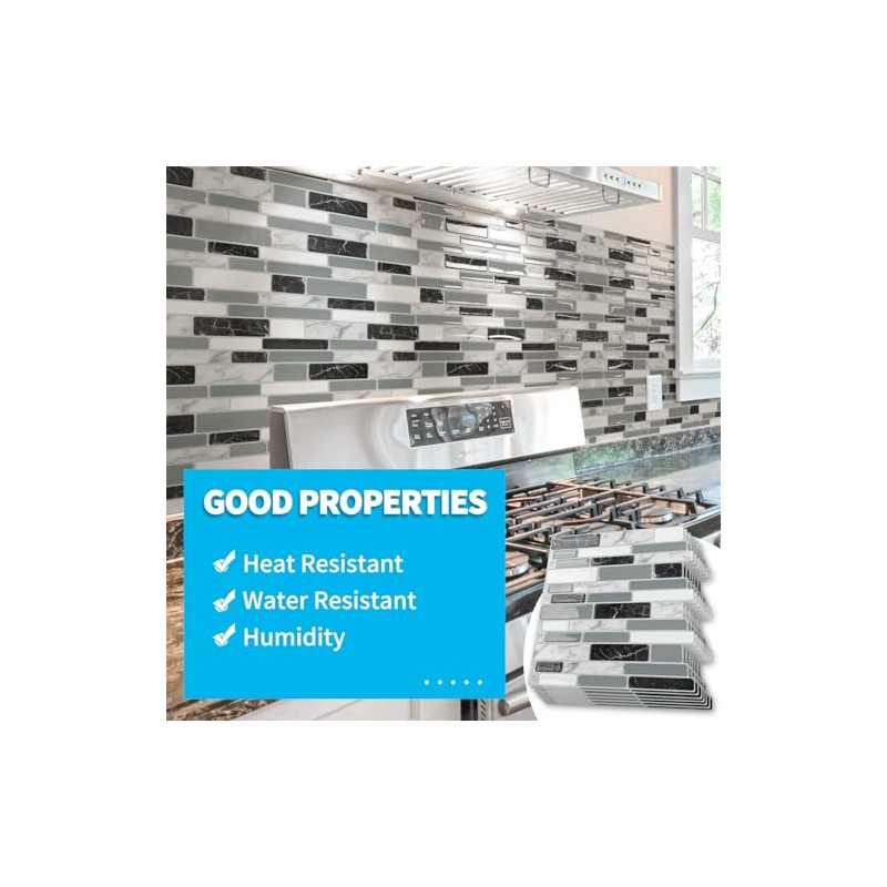 Art3d 20-Sheet Peel and Stick Kitchen Backsplash Tiles, Self-Adhesive Wall