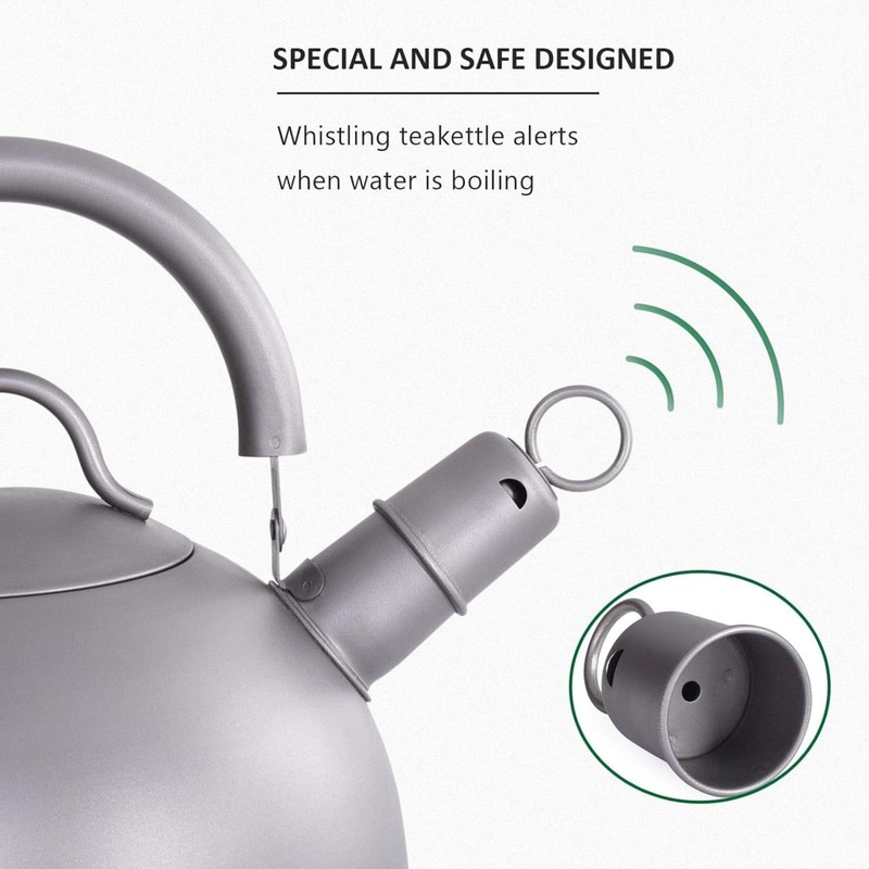 Boundless Voyage Titanium Kettle, Whistling Type, 0.6 gal (2.0 L),