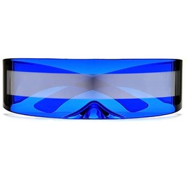 Futuristic Cyclops Space Robocop Robot PARTY RAVE Costume Shield Sunglasses (Translucent Blue/Mirror)