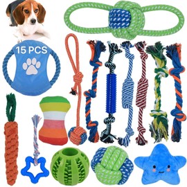 RUISTLI Juguetes para Perro 15 Piezas,Perros Accesorios Interactivo,Juguetes para Perros Ansiosos con Mordedera y Peluches,Ricos Juguetes para Perro Grande Cachorros,Cosas para Perros Seguro