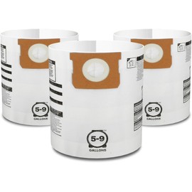 Shop-Vac 9066133 Bolsas de filtro desechables, se adapta a vacas de 5 a 8 galones, solo para recogida en seco, papel blanco, (paquete de 3)