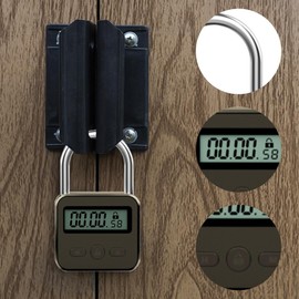 Aoreun Digitale Zeitschloss, Smart Time Lock mit LCD-Display, Wiederaufladbares USB Sicherheits Vorhängeschloss, Zeitschloss Vorhängeschloss für Verhindere schlechte Gewohnheiten- Braun